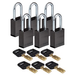 Aluminum Padlock Black 1-1/2" KA 6pk