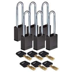 Aluminum Padlock Black 3" KD 6pk