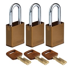 Aluminum Padlock Brown 1-1/2" KA 3pk