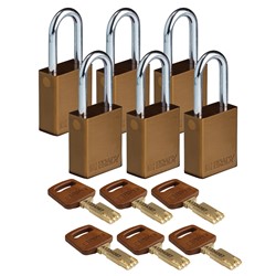 Aluminum Padlock Brown 1-1/2" KD 6pk