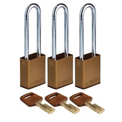 Aluminum Padlock Brown 3" KA 3pk