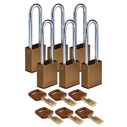 Aluminum Padlock Brown 3" KA 6pk