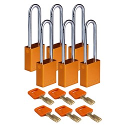 Aluminum Padlock Orange 76m KD 6pk