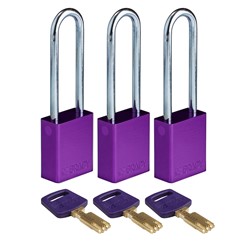 Aluminum Padlock Purlpe 3" KA 3pk