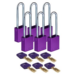 Aluminum Padlock Purlpe 3" KA 6pk