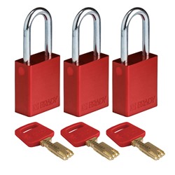 Aluminum Padlock Red 1-1/2" KA 3pk