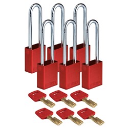 Aluminum Padlock Red 3" KD 6pk