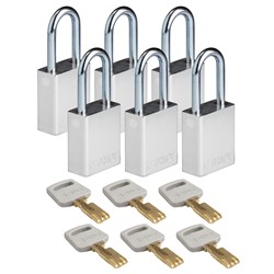 Aluminum Padlock Silver 1-1/2" KA 6pk