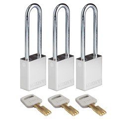 Aluminum Padlock Silver 3" KA 3pk