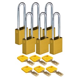 Aluminum Padlock Yellow 3" KD 6pk