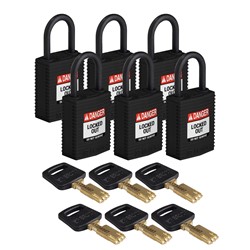 Compact Nylon Padlock Black 1" KD 6pk