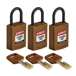 Compact Nylon Padlock Brown 1" KA 3pk