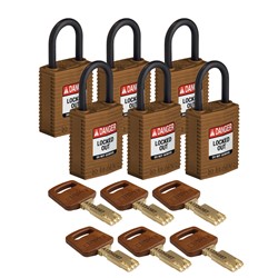 Compact Nylon Padlock Brown 1" KD 6pk