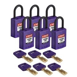 Compact Nylon Padlock Purple 1" KD 6pk