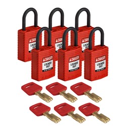 Compact Nylon Padlock Red 1" KD 6pk