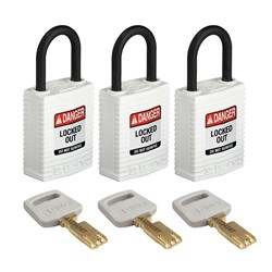 Compact Nylon Padlock White 1" KA 3pk