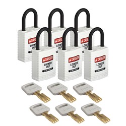 Compact Nylon Padlock White 1" KD 6pk