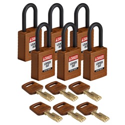 Nylon Padlock Brown 1-1/2" KA 6 pk