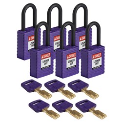 Nylon Padlock Purple 1-1/2" KA 6 pk