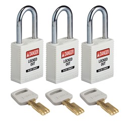 Nylon Padlock White 1-1/2" KA 3 pk