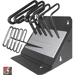 10 pc Hex T- Key Set 3/32-3/8 6" Arm