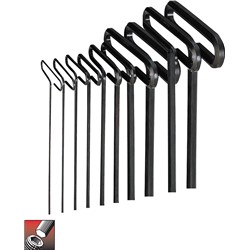 10 pc Hex T- Key Set 3/32-3/8 6" Arm