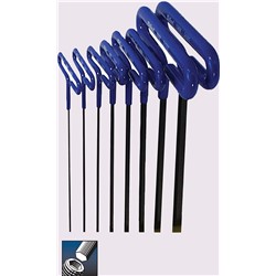 8 pc Hex T-Key Set 2.0-10.0mm 9" Arm