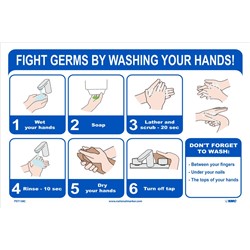 Fight Germs By Washing Your Hands 12x18