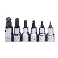 3/8" Drive 6 Pc SAE Ball Hex Bit Set